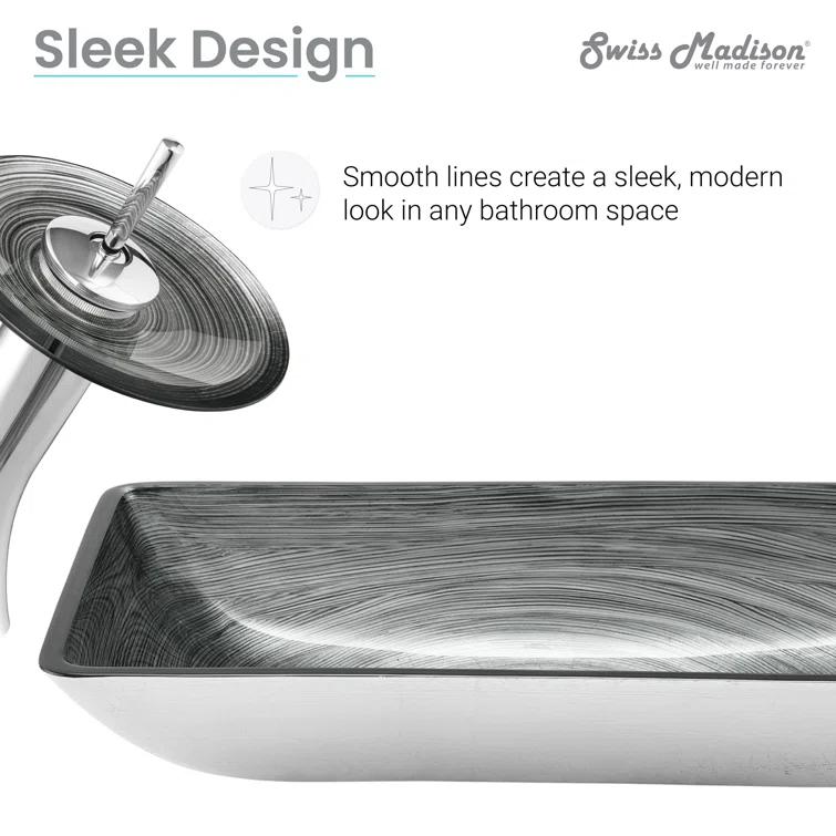 Cascade Rectangular Glass Vessel Sink with Faucet