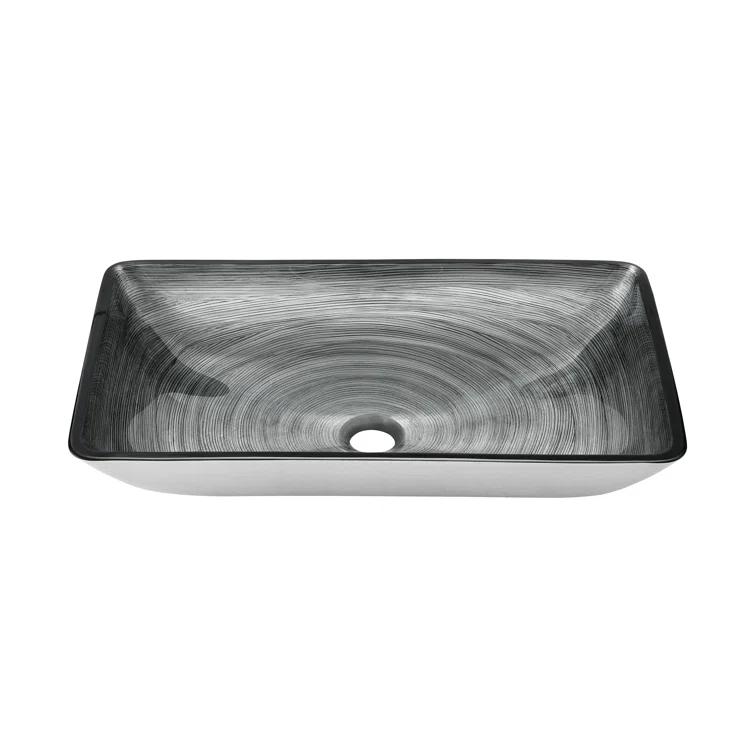 Cascade Rectangular Glass Vessel Sink with Faucet