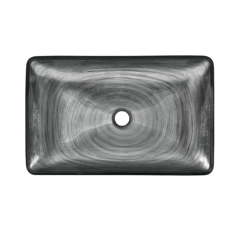 Cascade Rectangular Glass Vessel Sink with Faucet