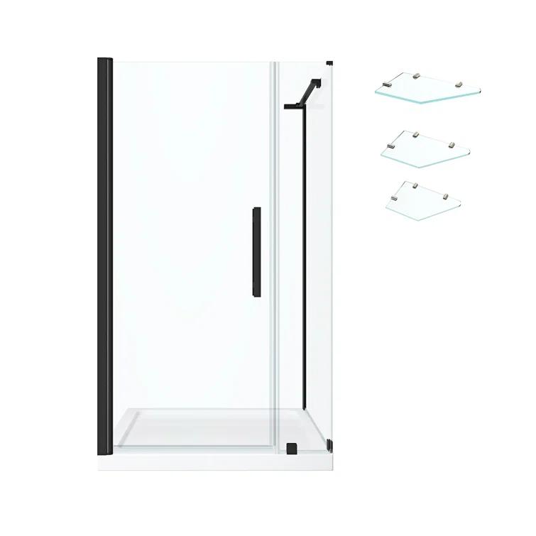 Endless Pasadena 40" W x 72" H Corner Frameless Shower Kit, Door, Panel, Base, Shelves