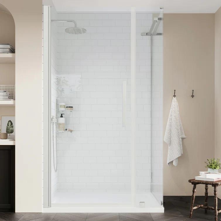 Endless Pasadena 40" W x 72" H Corner Frameless Shower Kit, Door, Panel, Base, Shelves