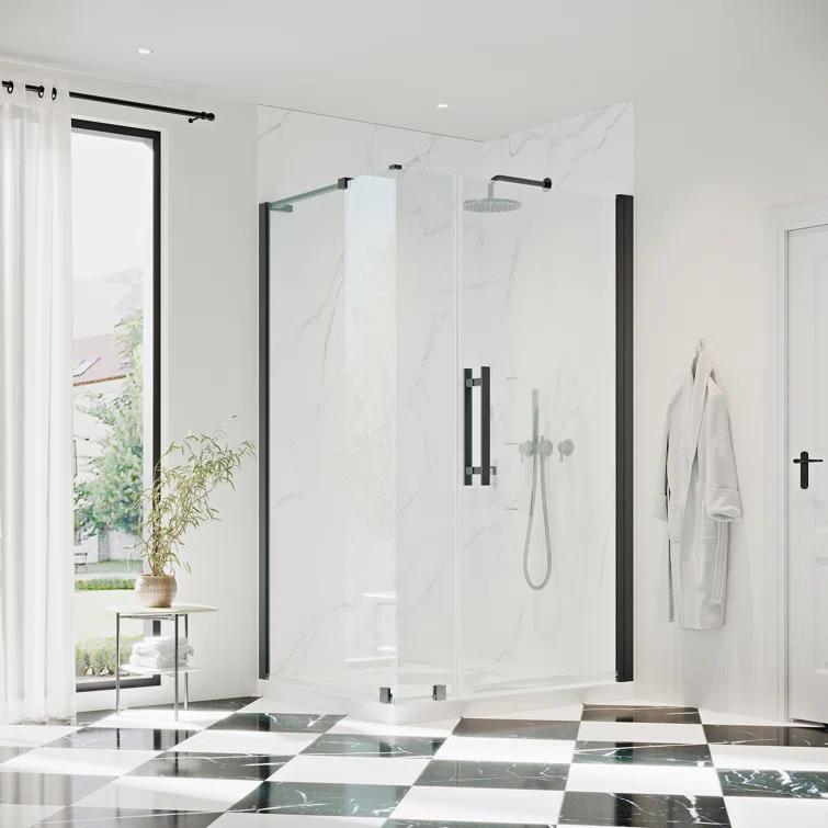 Endless Pasadena 40" W x 72" H Corner Frameless Shower Kit, Door, Panel, Base, Shelves