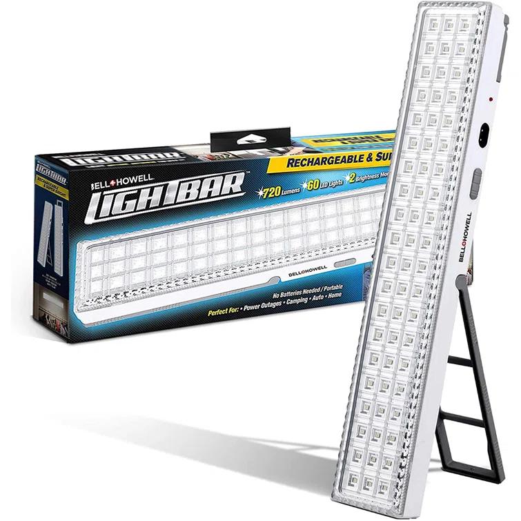 Bell+Howell Light Bar, 720-Lumens Rechargeable Portable Lamp with Folding Stand and Hanger