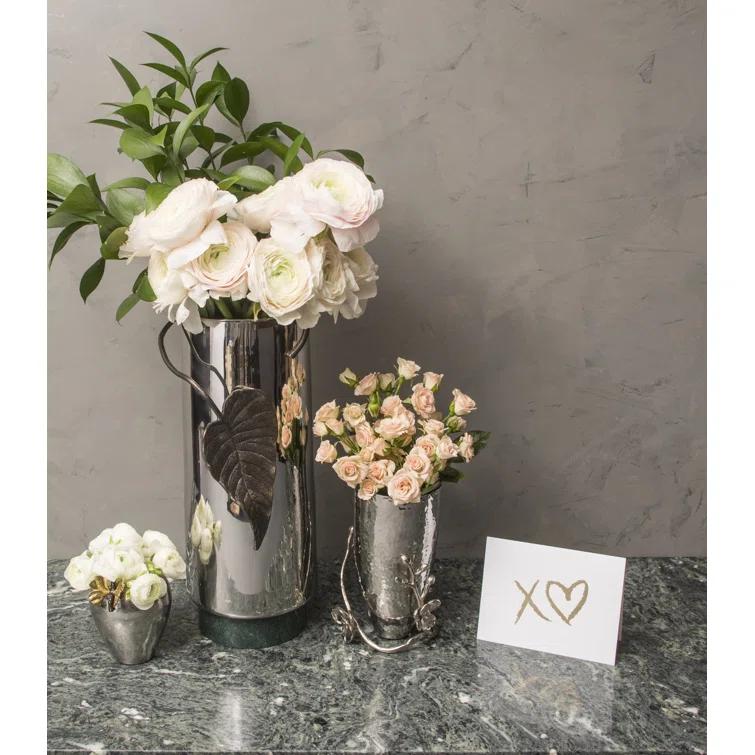 Ethereal Grace White Metal Cylinder Table Vase