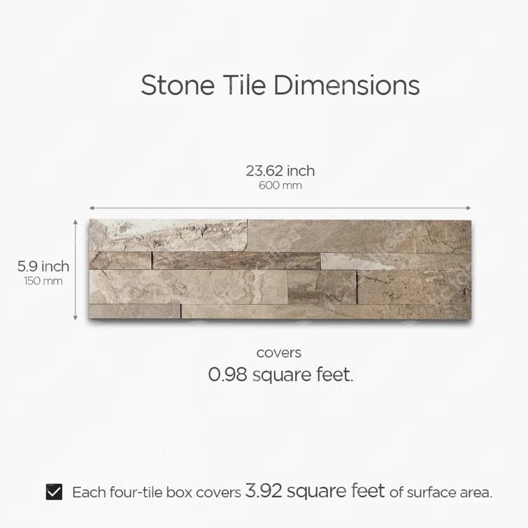 5.9'' W x 23.6'' L Natural Stone Peel and Stick Mosaic Tile