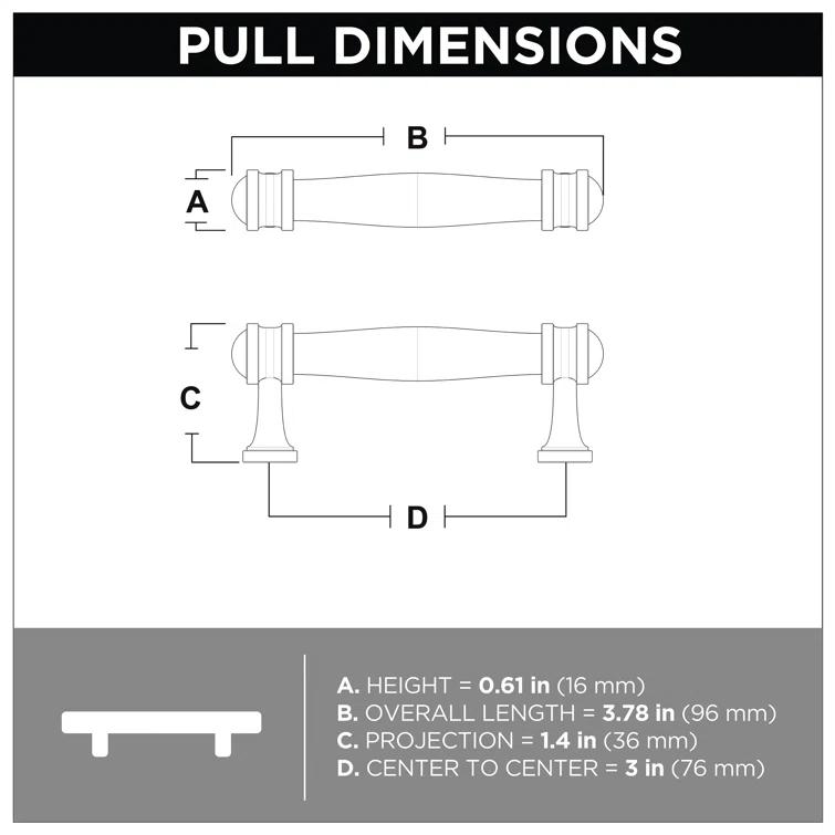 Venetian Bronze 12'' Bar Pull with Mounting Hardware