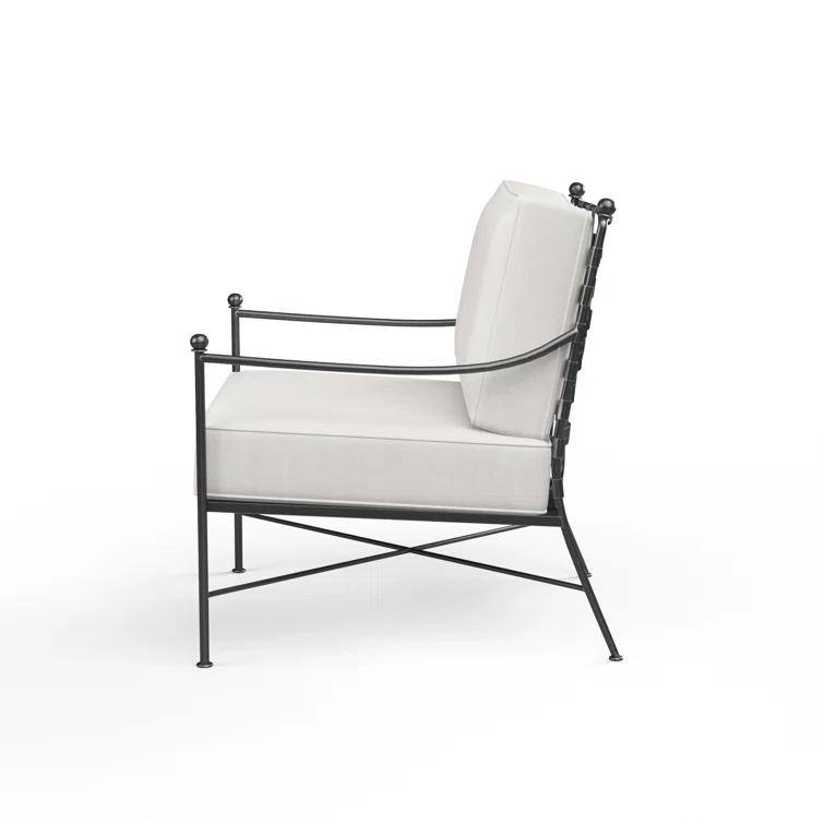 Provence Dark Grey Wrought Iron Outdoor Lounge Chair with Sunbrella Cushions