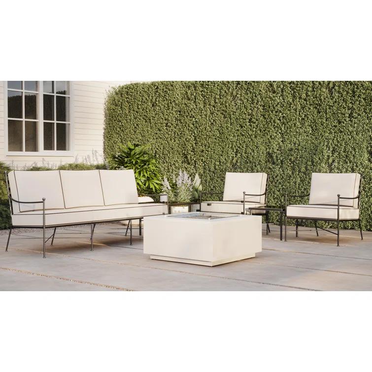 Provence Dark Grey Wrought Iron Outdoor Lounge Chair with Sunbrella Cushions