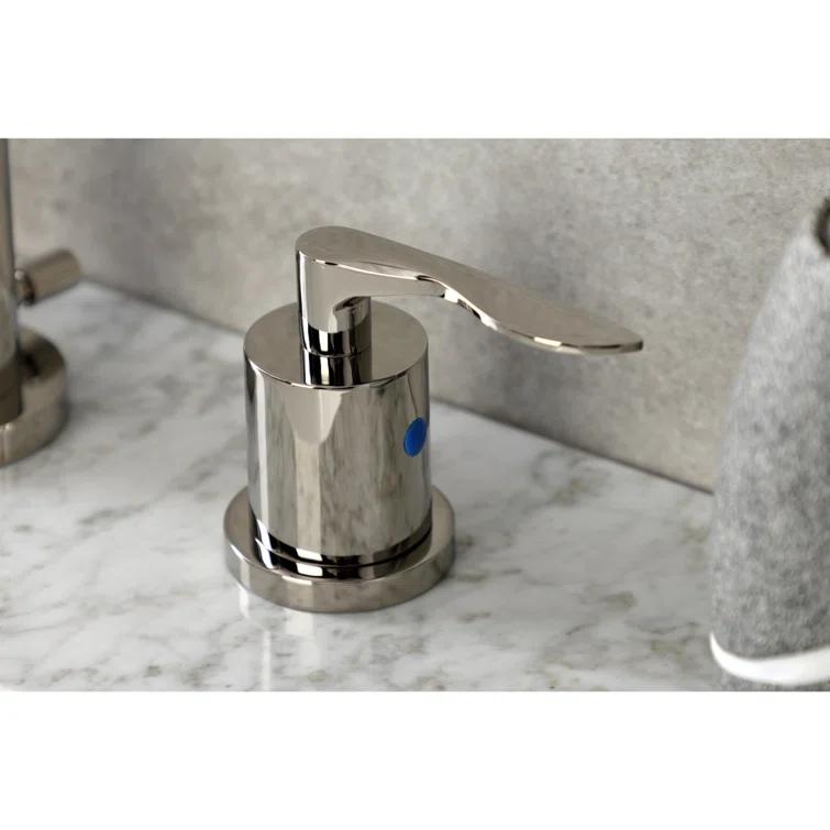 Kingston Brass Serena Two-Handle 3-Hole Deck Mount Widespread Bathroom Faucet with Brass Pop-Up Drain