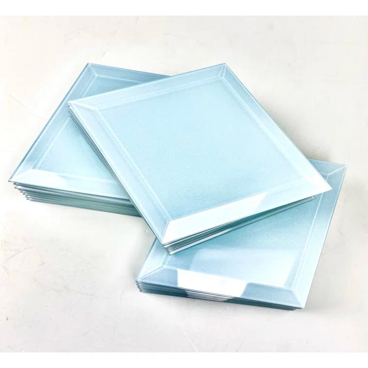 Abolos Frosted Elegance 6 in. x 8 in. Diamond Grade Glass Beveled Diamond Decorative Kitchen & Bathroom Wall Tile