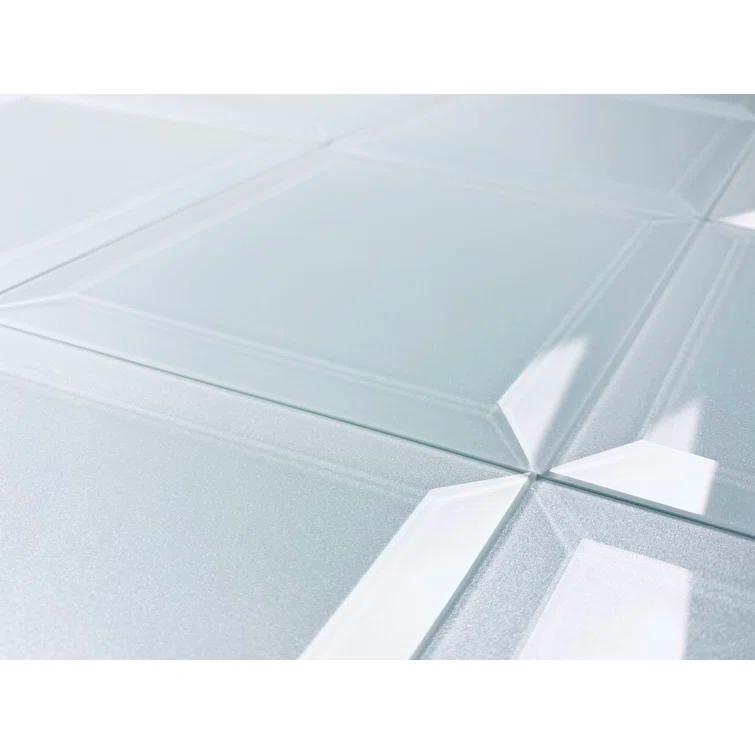 Abolos Frosted Elegance 6 in. x 8 in. Diamond Grade Glass Beveled Diamond Decorative Kitchen & Bathroom Wall Tile