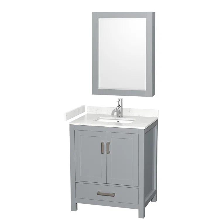 Sheffield 30" Freestanding Single Bathroom Vanity with Cultured Marble Top with Medicine Cabinet