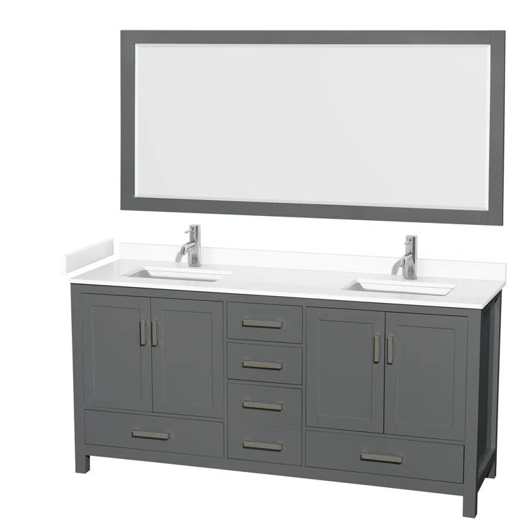 Wyndham Collection Sheffield 79" Freestanding Double Vanity Base Only