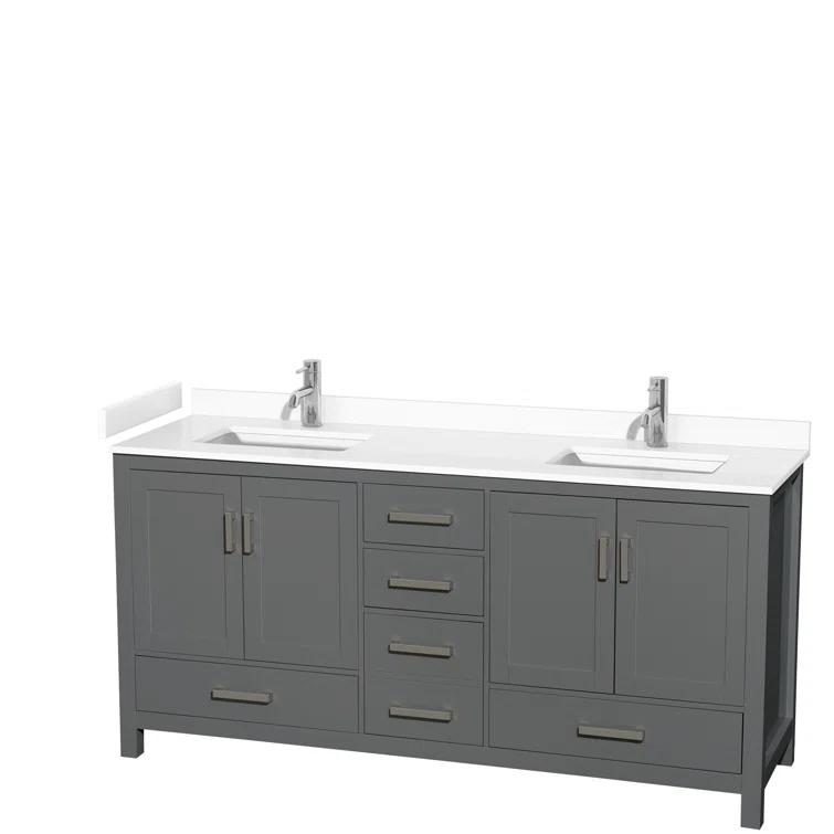 Wyndham Collection Sheffield 79" Freestanding Double Vanity Base Only