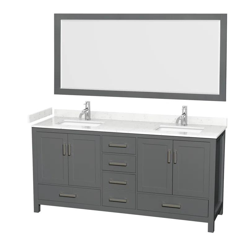 Wyndham Collection Sheffield 79" Freestanding Double Vanity Base Only