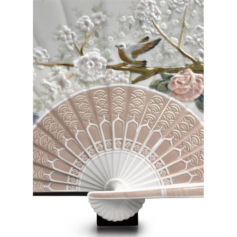 Lladro Iris and Cherry Flowers Fan
