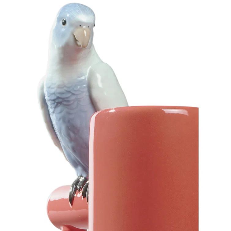 Lladro The Parrot Party 16.14" Coral/Blue Porcelain Table Vase