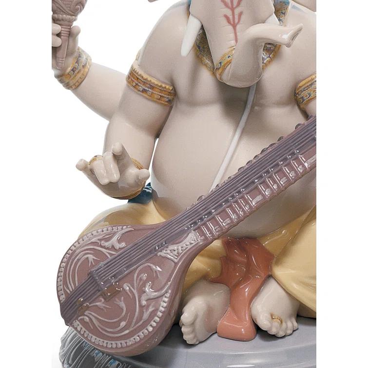 Lladro Veena Ganesha Figurine