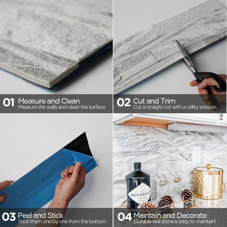 5.9'' W x 23.6'' L Natural Stone Peel and Stick Mosaic Tile
