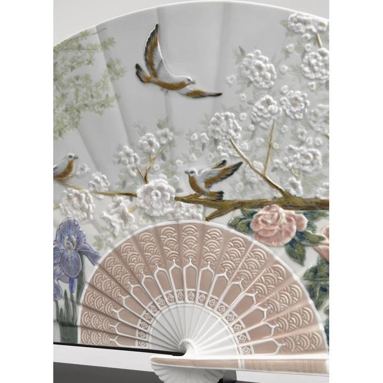 Lladro Iris and Cherry Flowers Fan