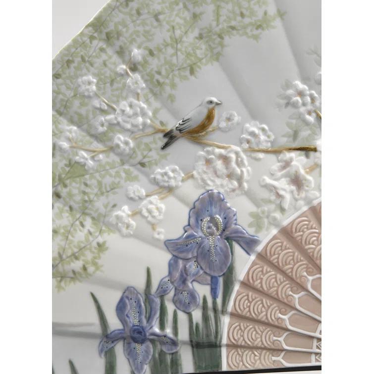 Lladro Iris and Cherry Flowers Fan