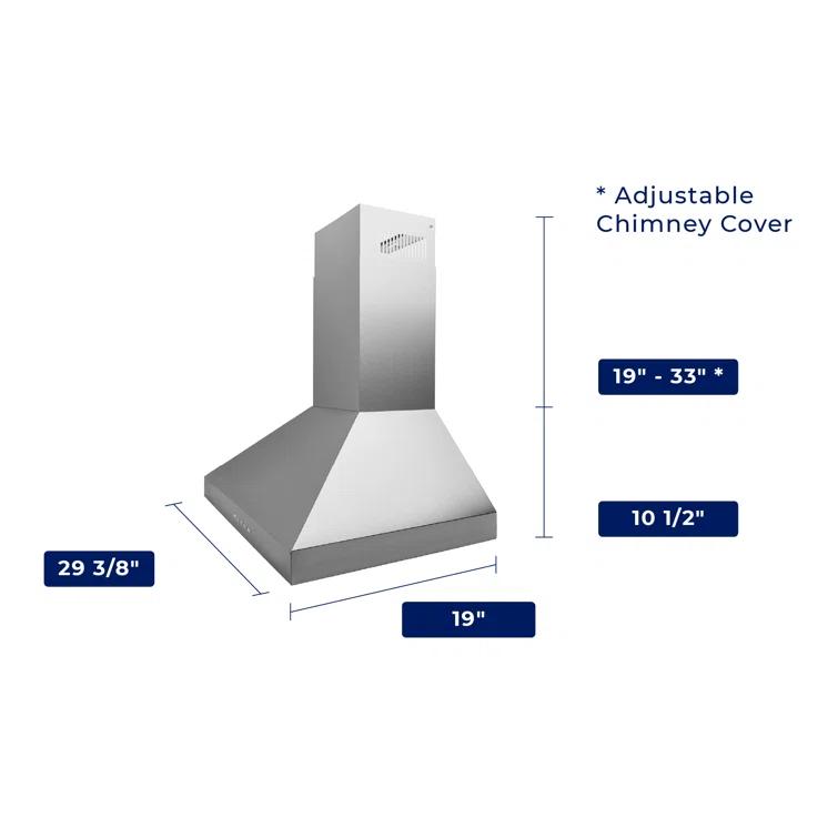 Hauslane 30" Stainless Steel Convertible Wall Range Hood with Baffle Filter