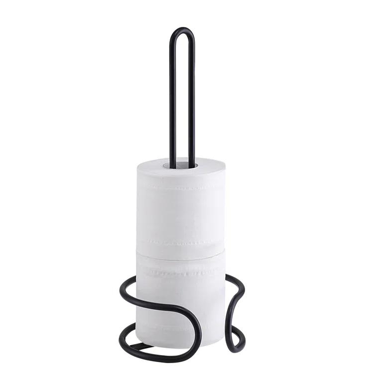 SunnyPoint Heavy Wire Gauge Spare Bathroom Toilet Tissue Paper Roll Holder Storage Stand WF-LY-WC-01BLK