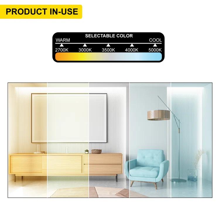 NUWATT NW-P-DL-6-15W-5CT-BN-12P Panel Downlight 6.88'' Selectable Color Temperature Dimmable Air-Tight IC Rated LED Canless Recessed Lighting Kit (Set of 12)