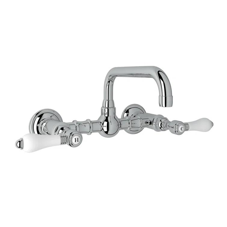 Rohl A1423LPAPC-2 Acqui Wall Mount Bridge Lavatory Faucet With U-Spout