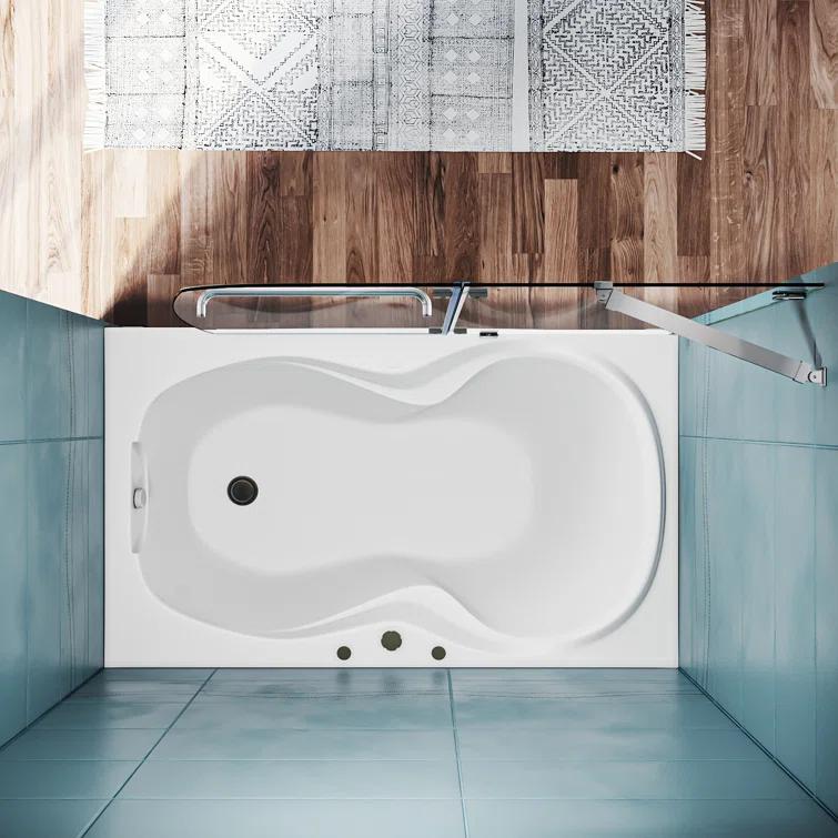 48"W x 58"H Frameless Shower Door,Hinged Pivot Tub Door with 1/4" Clear Tempered Glass,Chrome