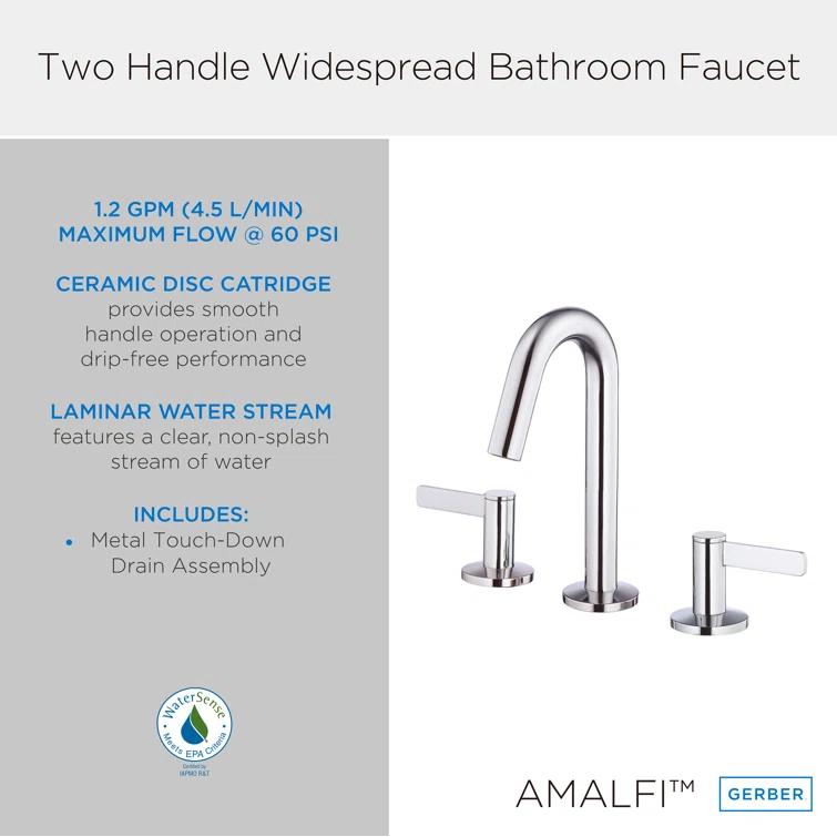 Amalfi Widespread Bathroom Faucet with Drain Assembly