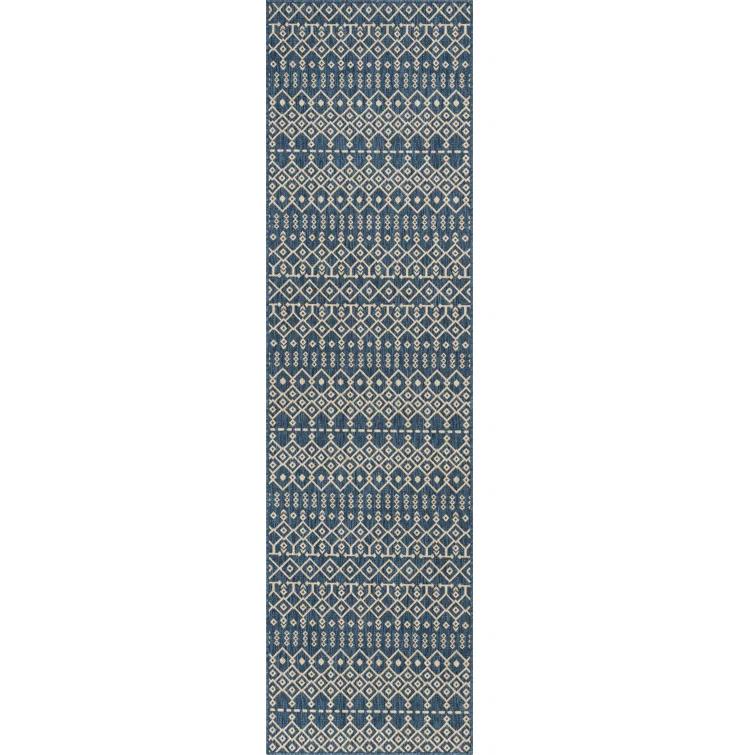 Marshanna Nord Trellis Blue Indoor/Outdoor Flat-Weave Area Rug