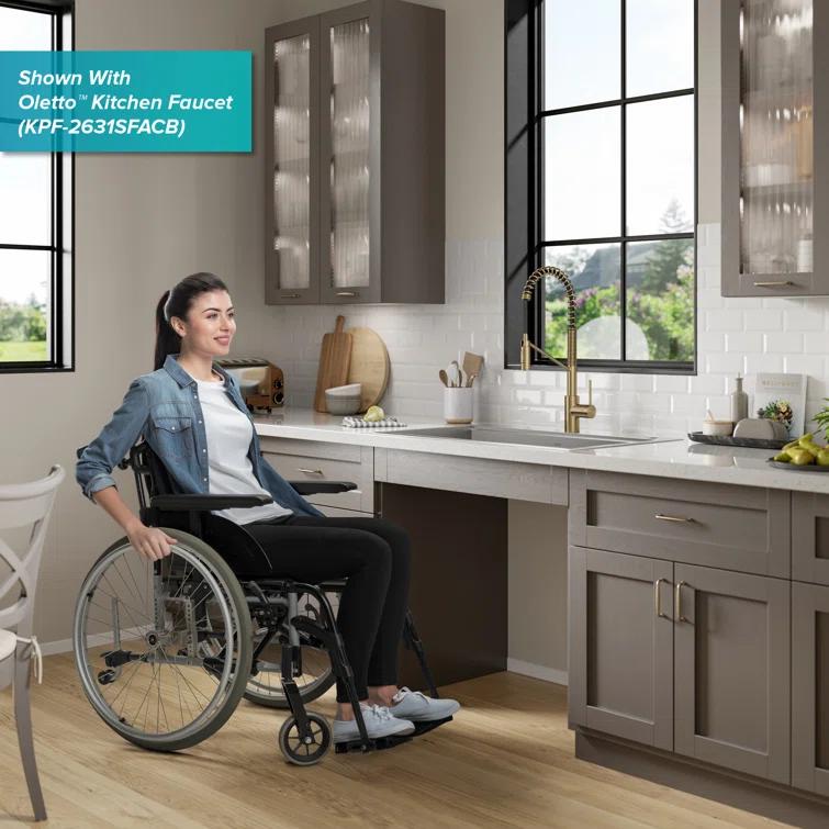 Kraus KWT310-33/5.5 Kore™ ADA Workstation 33" L Drop-In Top Mount 16 Gauge Stainless Steel Single Bowl Kitchen Sink with Accessories