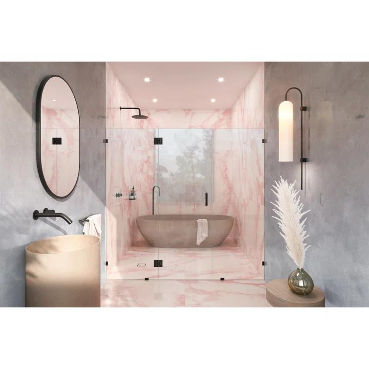 Glass Warehouse 37 in. x 32 in. x 78 in. 90-Degree Wall Hinged Fully Frameless Glass Shower Enclosure 90-WH-37-32-MB