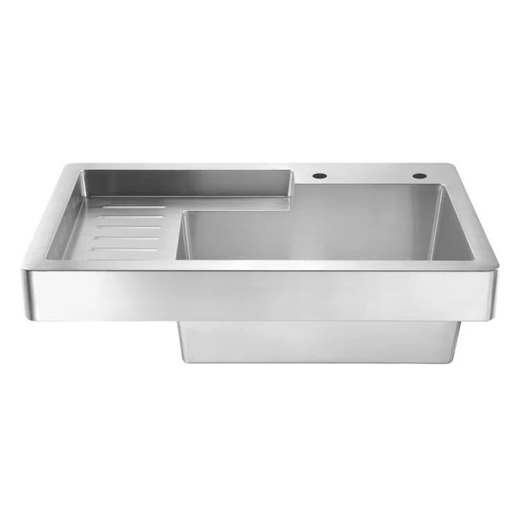 Whitehaus Collection WH33209-NP Pearlhaus 33'' L Drop-In Single Bowl Stainless Steel Kitchen Sink