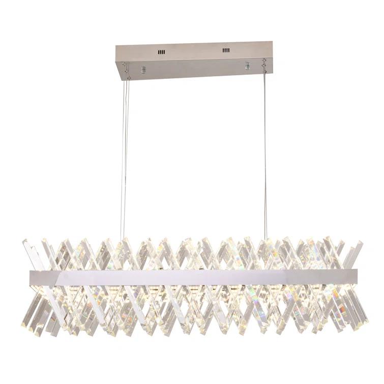 Bethel 34" Chrome Crystal LED Chandelier with Adjustable Cord