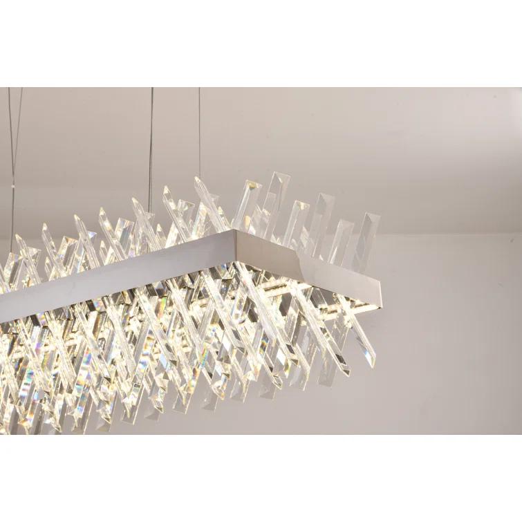 Bethel 34" Chrome Crystal LED Chandelier with Adjustable Cord