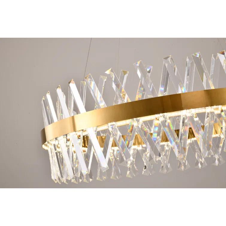 Bethel International LED Chandelier Gold Metal & Crystal