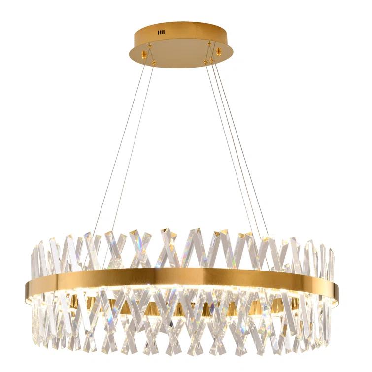Bethel International LED Chandelier Gold Metal & Crystal