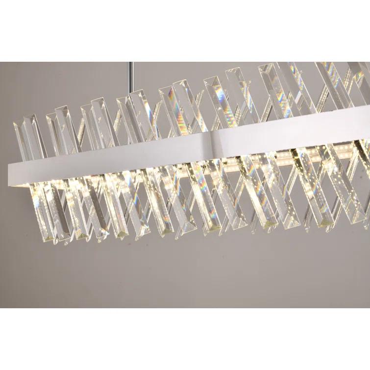 Chrome and Crystal 40" LED Rectangle Chandelier