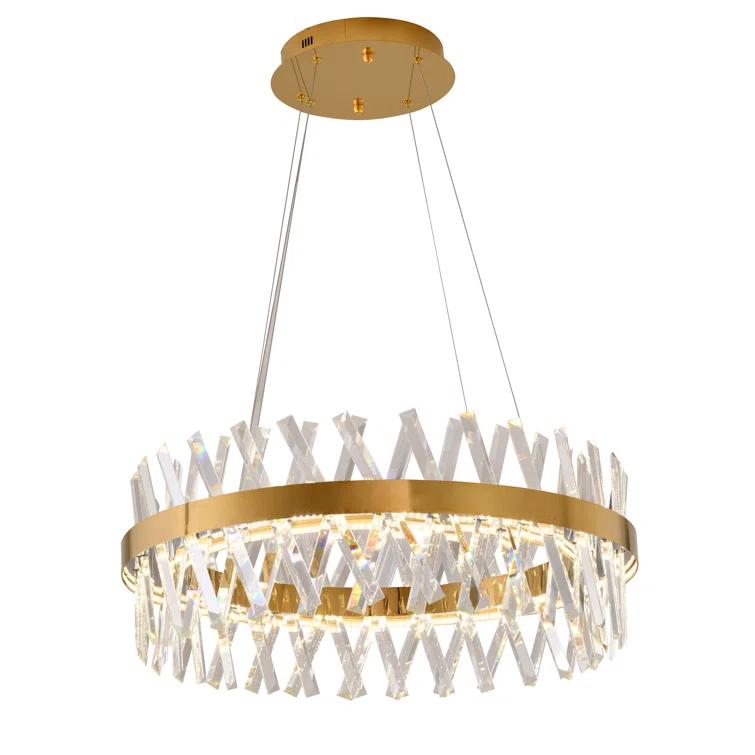 Bethel International LED Chandelier Gold Metal & Crystal