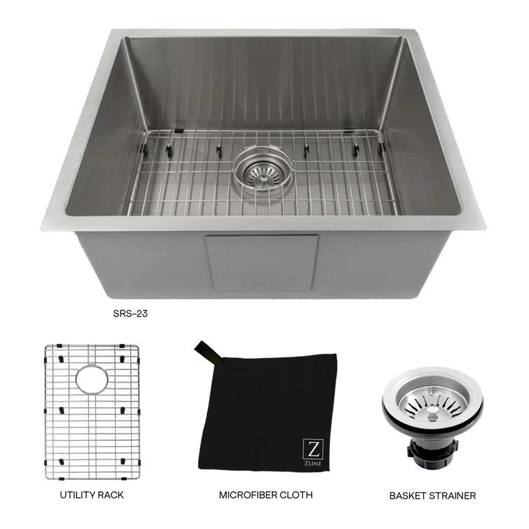 Meribel Stainless Steel 23" L x 18" W Undermount Kitchen Sink with Basket Strainer