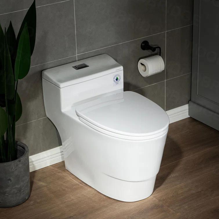 WoodBridge 1.6 Gallons GPF Elongated Comfort Height Floor Mounted One-Piece Toilet (Seat Included)