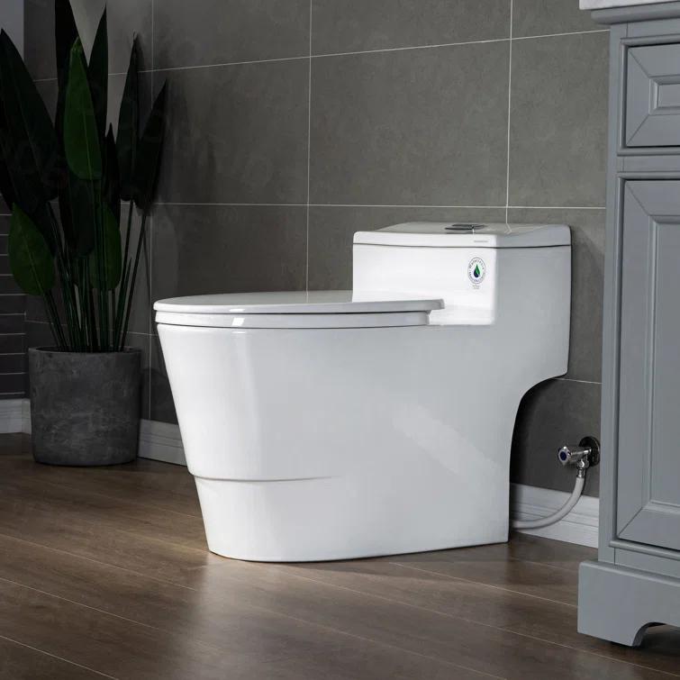 WoodBridge 1.6 Gallons GPF Elongated Comfort Height Floor Mounted One-Piece Toilet (Seat Included)