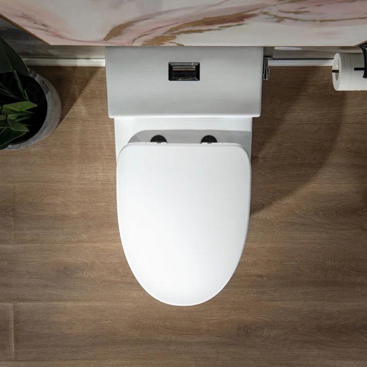 WoodBridge 1.6 Gallons GPF Elongated Comfort Height Floor Mounted One-Piece Toilet (Seat Included)