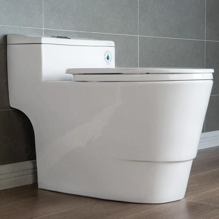 WoodBridge 1.6 Gallons GPF Elongated Comfort Height Floor Mounted One-Piece Toilet (Seat Included)