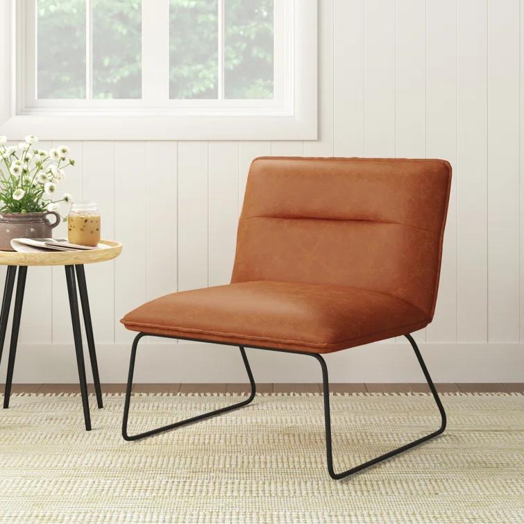 Spencer Faux Leather Armless Lounge Chair