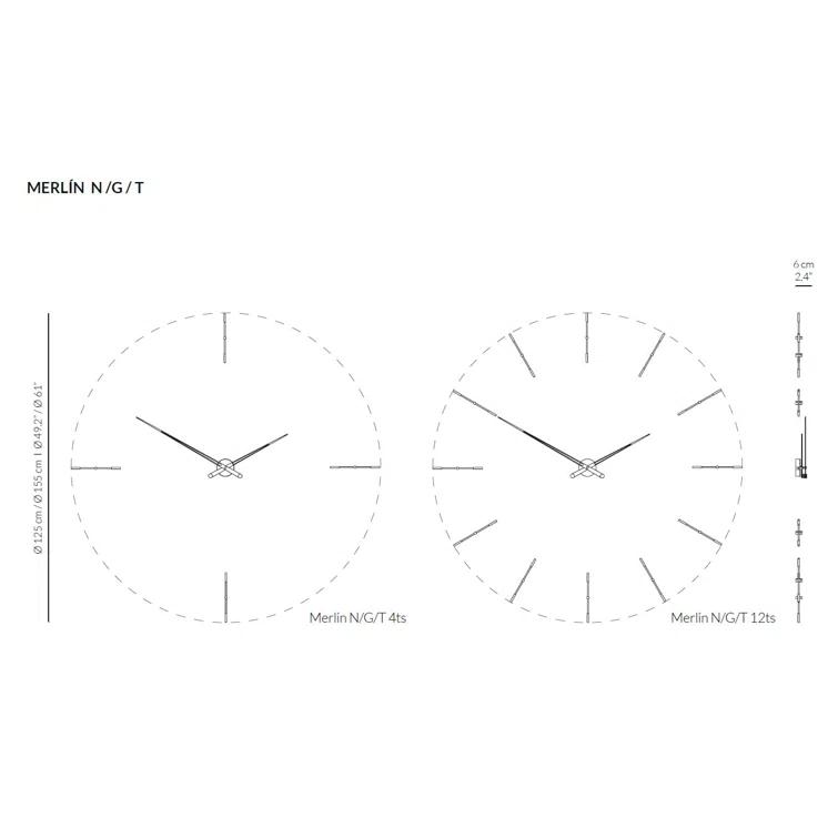 Large Chrome and Walnut Minimalist Wall Clock with German Mechanism