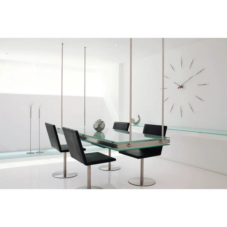 Large Chrome and Walnut Minimalist Wall Clock with German Mechanism