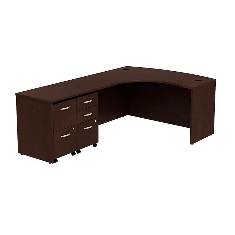 Series C Bow Front Left Handed L Shaped Desk with 2 Mobile Pedestals